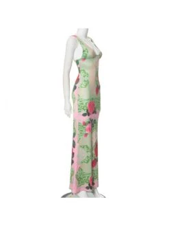 Floral Printed Slim Sleeveless Maxi Dress -Women's Clothing Shop P 20240618170448237 468