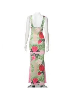 Floral Printed Slim Sleeveless Maxi Dress -Women's Clothing Shop P 20240618170448768 611