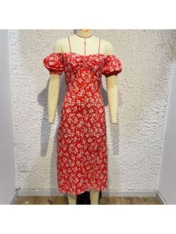 Boat Neck Off Shoulder Summer Sheath Dress -Women's Clothing Shop P 20240618172806666 423