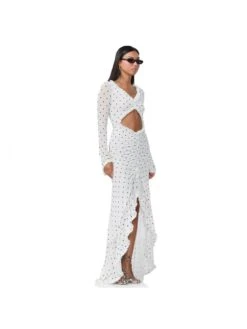 Irregular Dots Hollow Out Ruffle Maxi Dress -Women's Clothing Shop P 20240619084036914 812