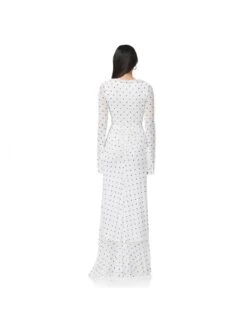 Irregular Dots Hollow Out Ruffle Maxi Dress -Women's Clothing Shop P 20240619084037841 640