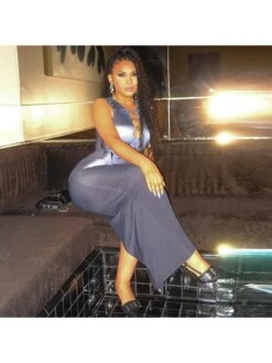 Hollow-out Bodycon Sleeveless Maxi Dress -Women's Clothing Shop P 20240619094432073 104