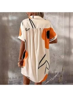 Floral Short Sleeve Single Breasted Dress -Women's Clothing Shop P 20240619100416011 423