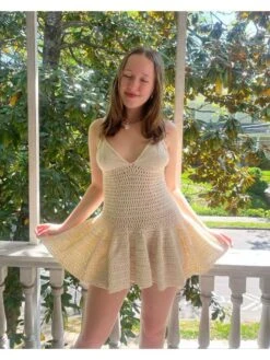 Knitting Sleeveless Lace Up Mini Dress