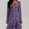 Plaid Ruffle Double-breasted Long Sleeves Dress 1 Plaid Ruffle Double-breasted Long Sleeves Dress -Women's Clothing Shop P 20240620102013370 641