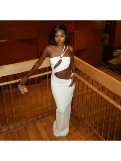 Hollow Out Tie-wrap Sleeveless Maxi Dress