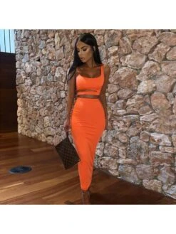 Patchwork High Rise Sheath Dress Skirt Sets