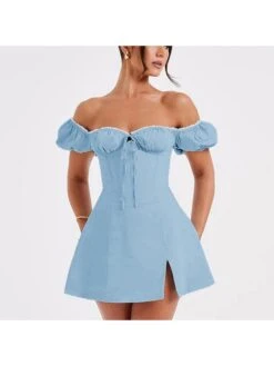 Patchwork Tie-wrap Bodycon Short Sleeve Dress