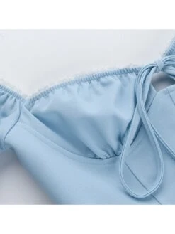 Patchwork Tie-wrap Bodycon Short Sleeve Dress -Women's Clothing Shop P 20240620182448666 971