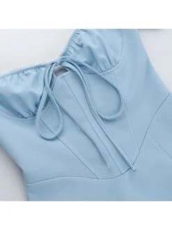 Patchwork Tie-wrap Bodycon Short Sleeve Dress -Women's Clothing Shop P 20240620182449205 511