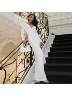 Ruched V Neck Backless Fitted Maxi Dress -Women's Clothing Shop P 20240620190827209 422