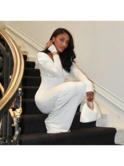 Ruched V Neck Backless Fitted Maxi Dress -Women's Clothing Shop P 20240620190829372 149