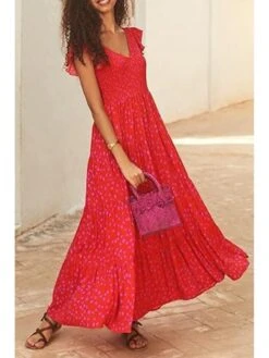 Solid Color Crewneck Backless Short Sleeve Dress -Women's Clothing Shop P 20240620193636513 780