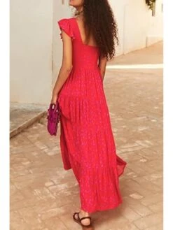 Solid Color Crewneck Backless Short Sleeve Dress -Women's Clothing Shop P 20240620193636986 750