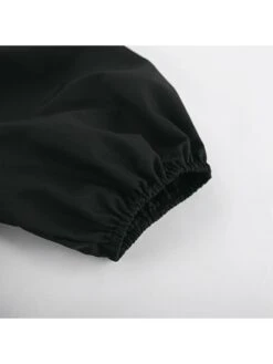 Solid Color Drawstring Puff Sleeve Dress -Women's Clothing Shop P 20240621102419449 112