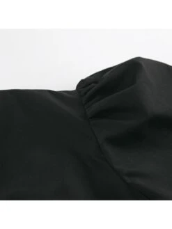 Solid Color Drawstring Puff Sleeve Dress -Women's Clothing Shop P 20240621102419956 356