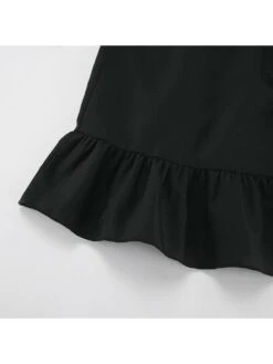 Solid Color Drawstring Puff Sleeve Dress -Women's Clothing Shop P 20240621102420377 841