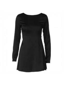 Colorblock Tie-wrap Backless Long Sleeves Dress -Women's Clothing Shop P 20240621140828110 832