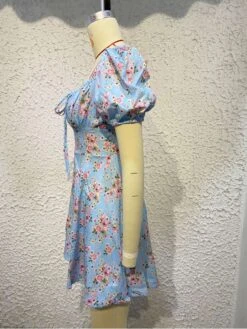 Tie-wrap Print A-line Short Sleeve Midi Dress -Women's Clothing Shop P 20240621171204961 541