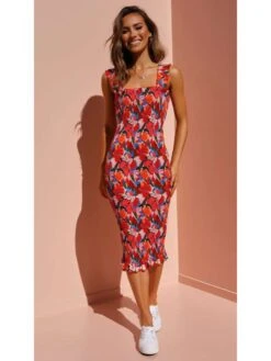 Ruffle Mid-rise Bandage Sheath Dress