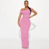 Plain Inclined Shoulder Ruched Maxi Dress