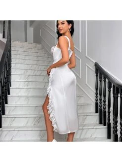 Lace Detail Patchwork Fishbone Slip Dress -Women's Clothing Shop P 20240622101616553 718