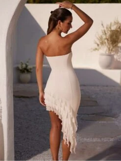Ruffle Strapless Split Hem Sheath Dress -Women's Clothing Shop P 20240624102404263 348