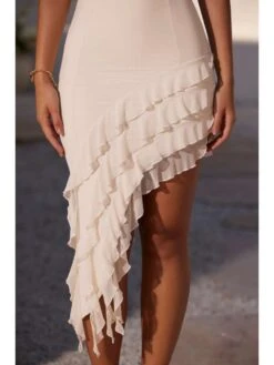 Ruffle Strapless Split Hem Sheath Dress -Women's Clothing Shop P 20240624102407216 582