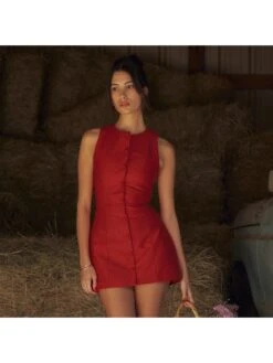 Patchwork Crewneck Sheath Dress Sleeveless Dresses -Women's Clothing Shop P 20240624112036596 992