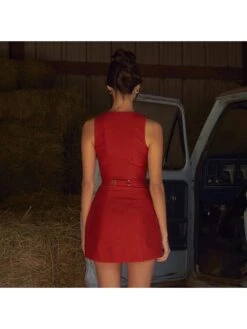 Patchwork Crewneck Sheath Dress Sleeveless Dresses -Women's Clothing Shop P 20240624112037234 677