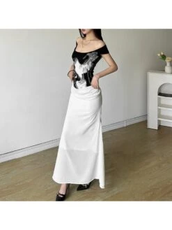 Patchwork Square Neck A-line Short Sleeve Dress -Women's Clothing Shop P 20240624143607898 450