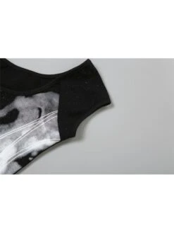 Patchwork Square Neck A-line Short Sleeve Dress -Women's Clothing Shop P 20240624143612444 242