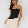 Colorblock Strapless Pleated Mini Dress -Women's Clothing Shop P 20240624144619125 211
