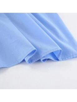 Solid Color Lace Up Patchwork Puff Sleeve Dress -Women's Clothing Shop P 20240624154422600 681