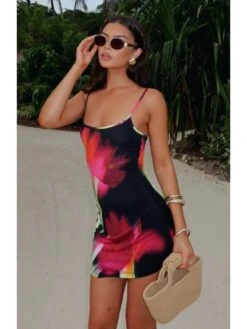 Floral Printed Bodycon Sleeveless Mini Dress -Women's Clothing Shop P 20240624160028432 745