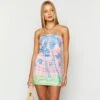 Colorblock Coco Printed Strapless Mini Dress -Women's Clothing Shop P 20240625104811412 155