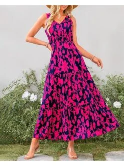 Printed V Neck High Rise Sleeveless Dress -Women's Clothing Shop P 20240625175216530 181